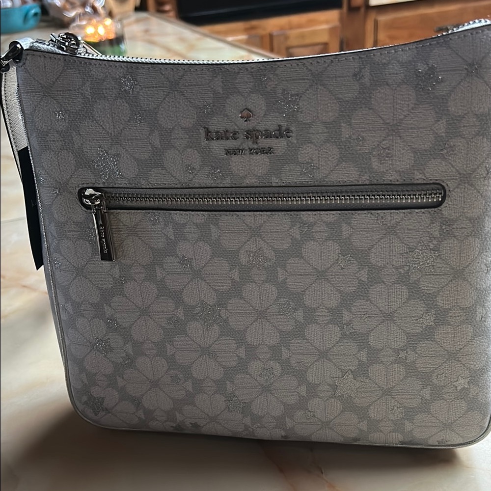 Kate Spade Gray Crossbody Bag with Monogram Design